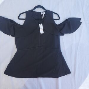 Laundry By Shelli Segal Elegant Black Cold Shoulder Top